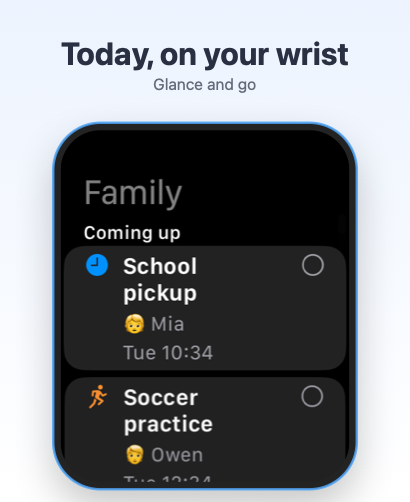 Family Equity upcoming events on Apple Watch