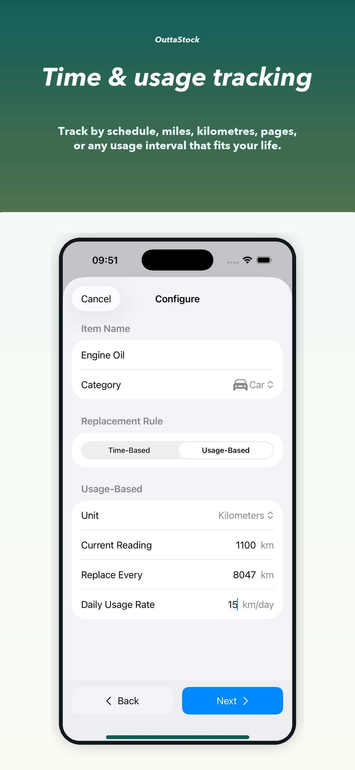 OuttaStock Item Detail — Time and Usage Tracking