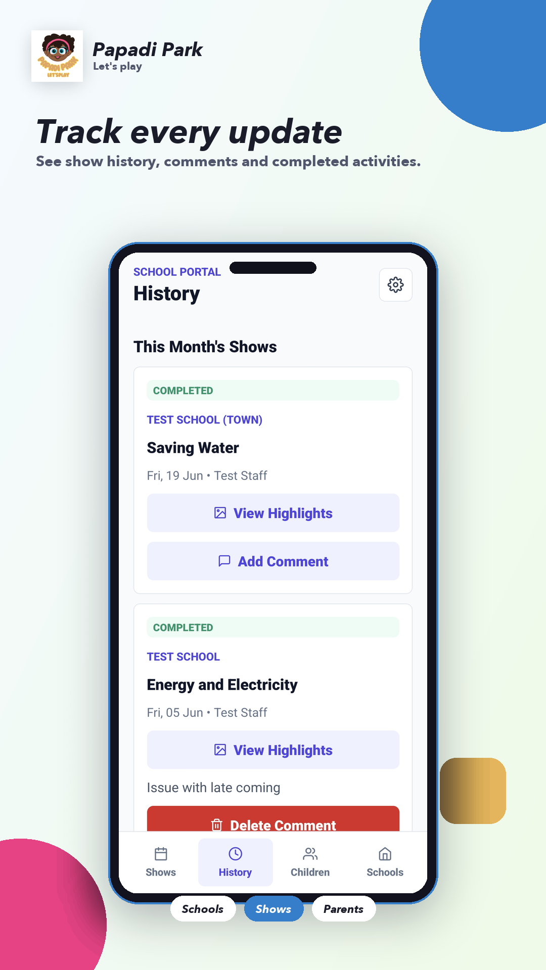 PapadiPark — Track every update