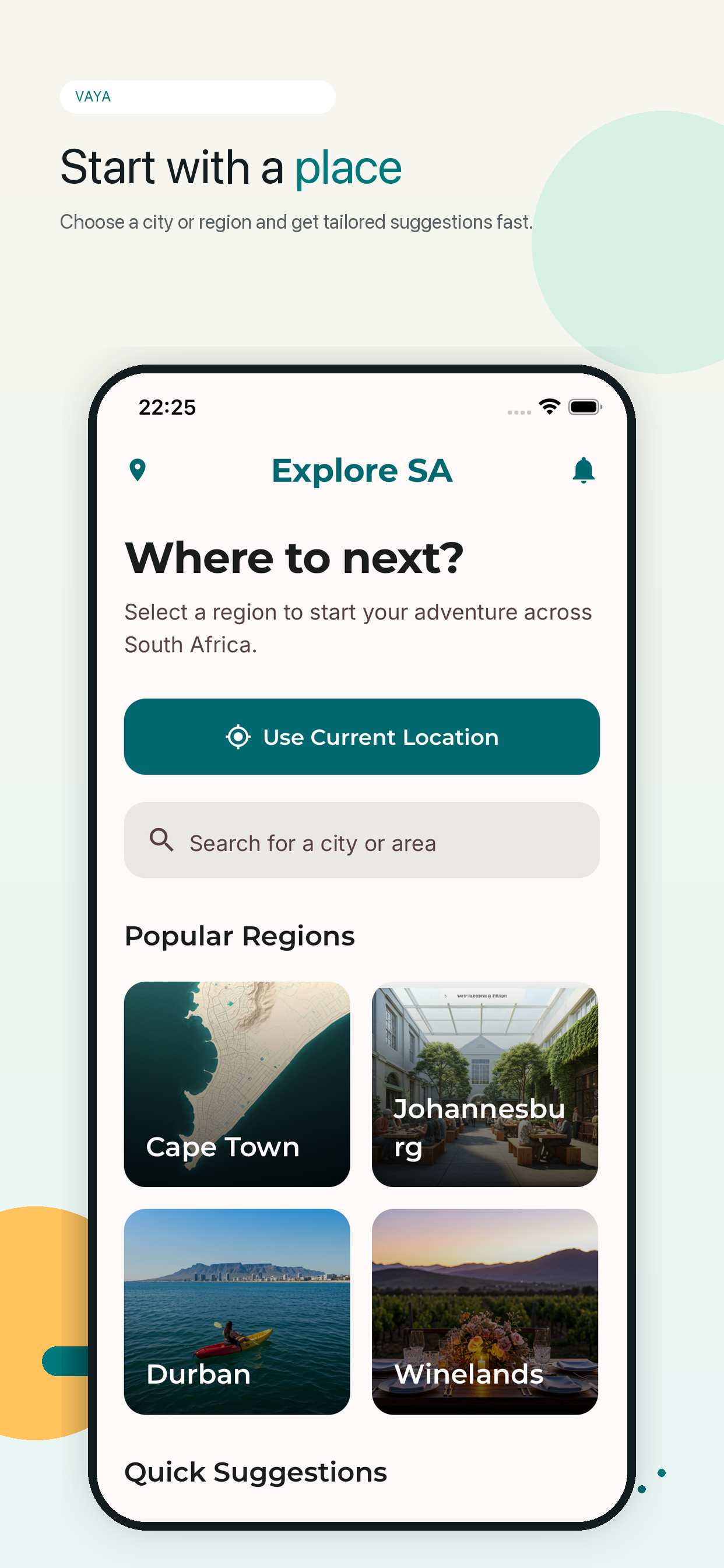 Vaya Screen 2 — Choose a region