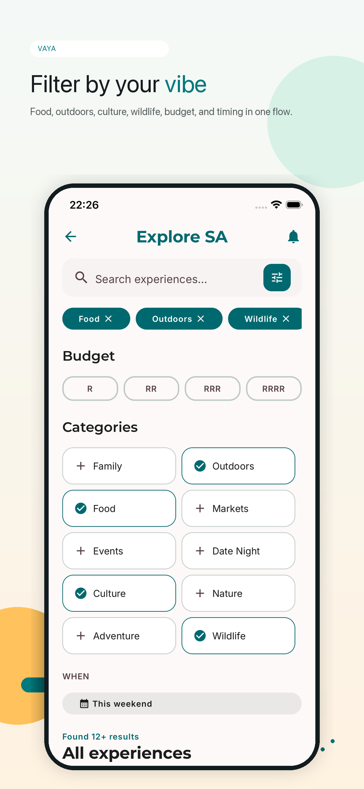 Vaya — Filter by your vibe